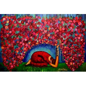 Shazly Khan, Allah o Akber! When we start feeling blessed, 48 x 72 Inch, Acrylic on Canvas, Figurative Paintings, AC-SZK-160